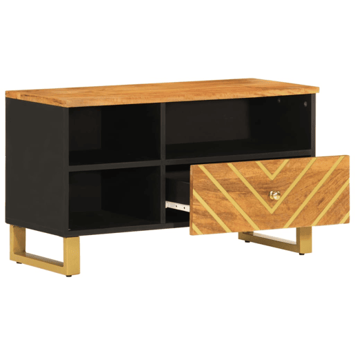 Móvel de TV - Modulo de TV - Armário de TV 80x33,5x46 cm mangueira maciça castanho e preto