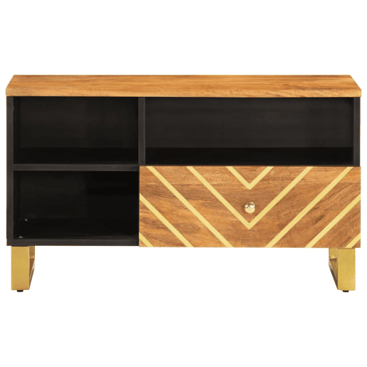 Móvel de TV - Modulo de TV - Armário de TV 80x33,5x46 cm mangueira maciça castanho e preto