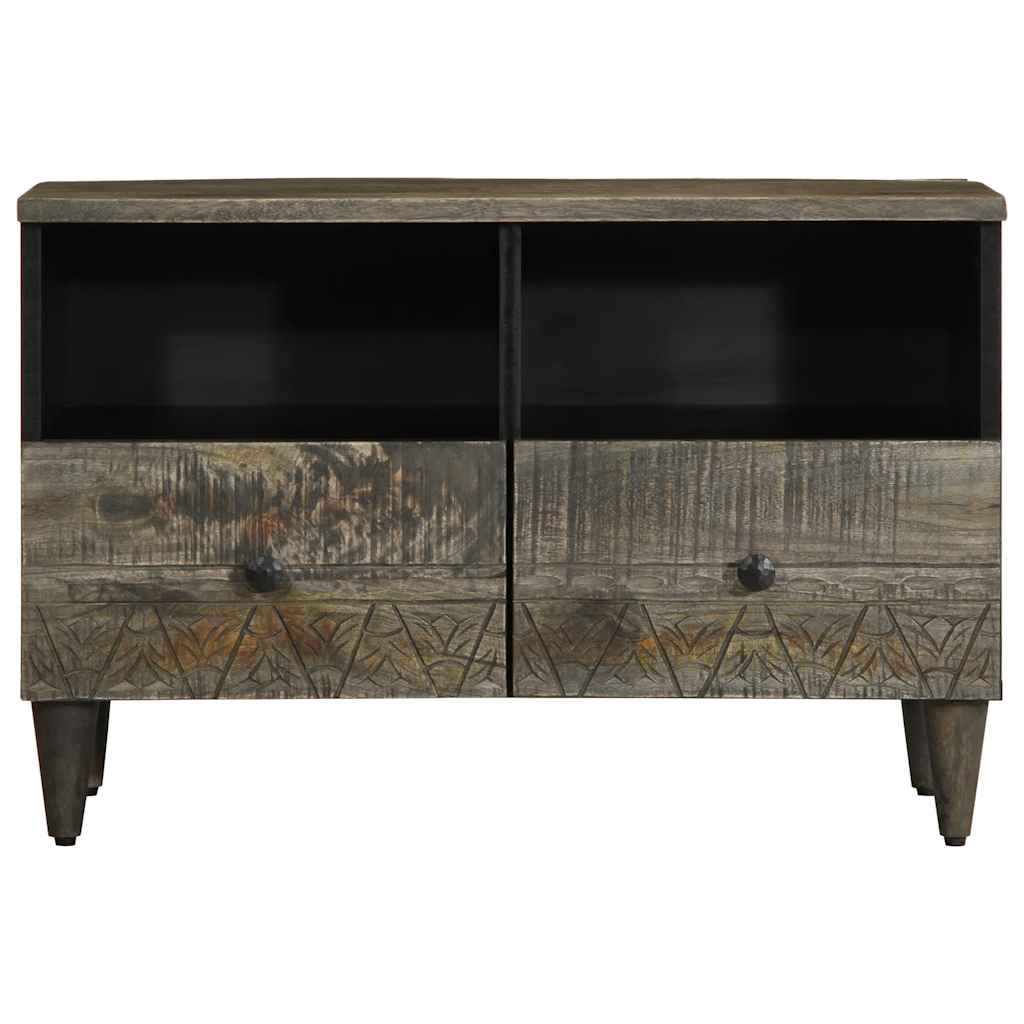 mueble tv - mesa de tv madera maciza de mango gris claro 70x335x46 cm