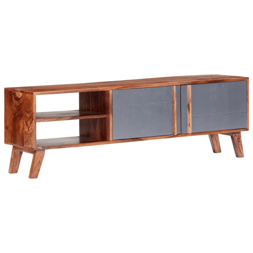 Móvel de TV - Modulo de TV - Armário de TV 140x30x45 cm madeira maciça cinzento Móvel de TV - Modulo de TV - Armário de TV 140x30x45 cm madeira maciça cinzento