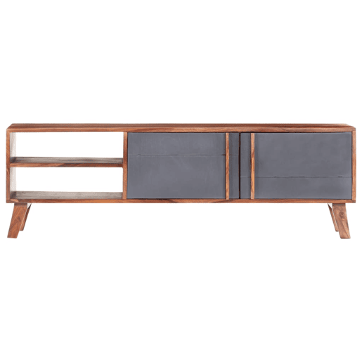 Móvel de TV - Modulo de TV - Armário de TV 140x30x45 cm madeira maciça cinzento Móvel de TV - Modulo de TV - Armário de TV 140x30x45 cm madeira maciça cinzento