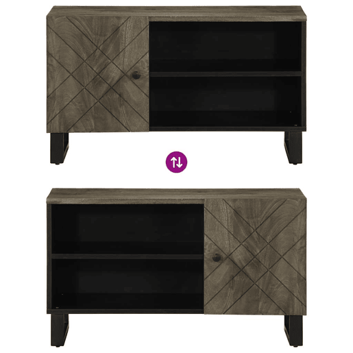 Móvel de TV - Modulo de TV - Armário de TV 80x33x46 cm madeira de mangueira maciça preto Móvel de TV - Modulo de TV - Armário de TV 80x33x46 cm madeira de mangueira maciça preto