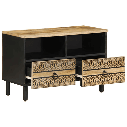 Móvel de TV - Modulo de TV - Armário de TV 70x33,5x46 cm madeira mangueira áspera maciça preto Móvel de TV - Modulo de TV - Armário de TV 70x33,5x46 cm madeira mangueira áspera maciça preto