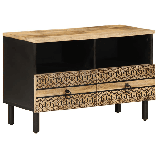 Móvel de TV - Modulo de TV - Armário de TV 70x33,5x46 cm madeira mangueira áspera maciça preto Móvel de TV - Modulo de TV - Armário de TV 70x33,5x46 cm madeira mangueira áspera maciça preto