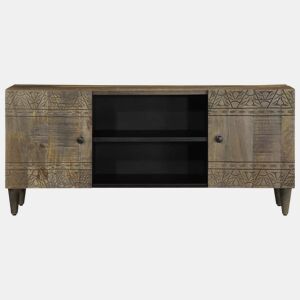 Móvel TV - Modulo de TV - Armário de TV cinzento claro 105x33,5x46 cm madeira mangueira maciça