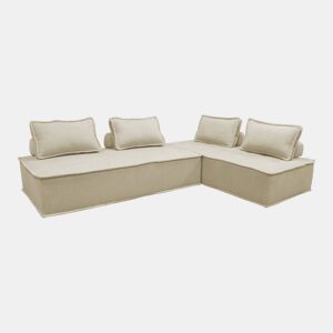 Sofá modular em tecido estofado de 4 lugares, Dao, Beige, 180x90x78 cm