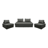 Conjunto de poltronas para sofá modular em tecido estofado, 4 lugares, Dao, Cinza escuro, 180x90x78 cm