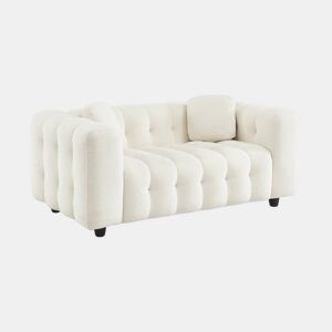 Sofá estofado em tecido boucle texturado de 2 lugares, Leon boucle, Branco, 168.5x99x71 cm