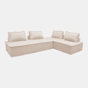 Sofá modular em tecido estofado de 4 lugares, Dao, Creme, 180x90x78 cm