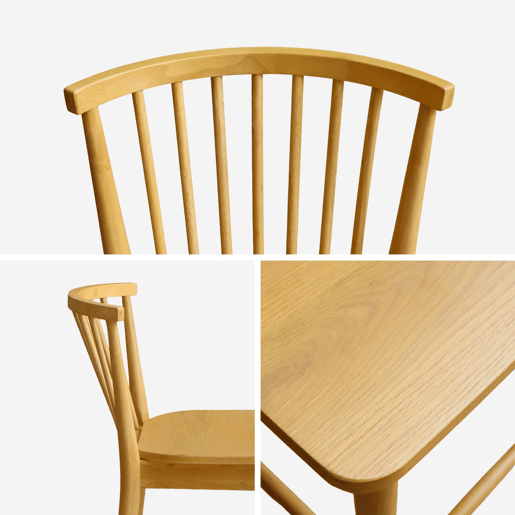 Banco alto de cozinha em madeira de seringueira, set de 2, Paula, Natural, 48x58x98.5 cm