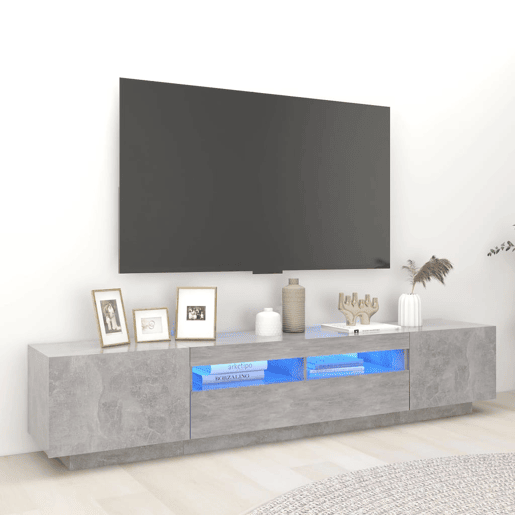 Móvel de TV - Modulo de TV - Armário de TV com luzes LED 200x35x40 cm cinzento cimento