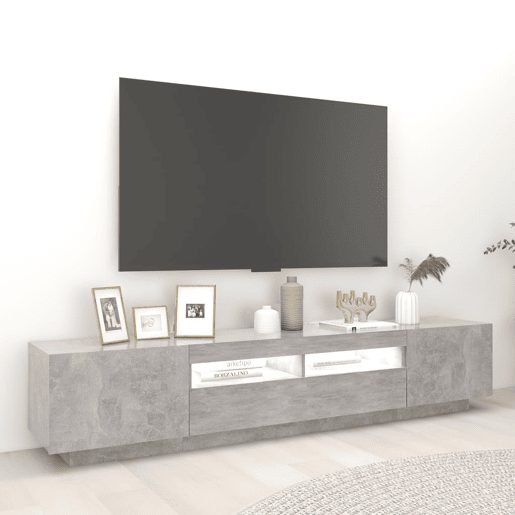 Móvel de TV - Modulo de TV - Armário de TV com luzes LED 200x35x40 cm cinzento cimento