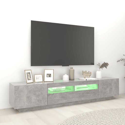 Móvel de TV - Modulo de TV - Armário de TV com luzes LED 200x35x40 cm cinzento cimento