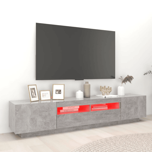 Móvel de TV - Modulo de TV - Armário de TV com luzes LED 200x35x40 cm cinzento cimento