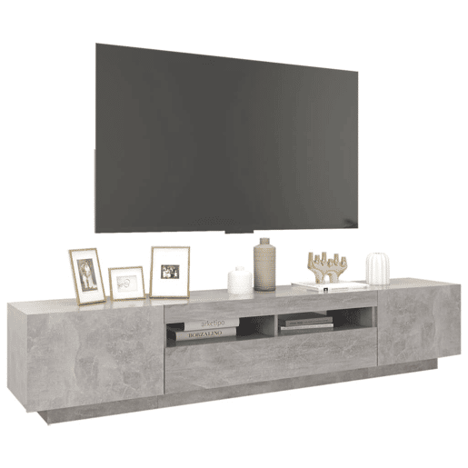 Móvel de TV - Modulo de TV - Armário de TV com luzes LED 200x35x40 cm cinzento cimento