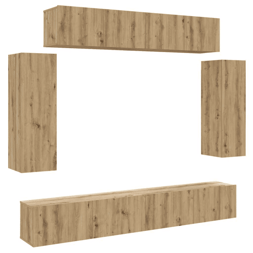Conjunto de Armário TV - Móvel de TV parede 6 pcs madeira carvalho artisiano