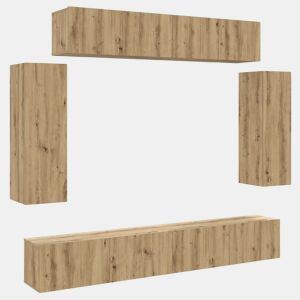 Conjunto de Armário TV - Móvel de TV parede 6 pcs madeira carvalho artisiano
