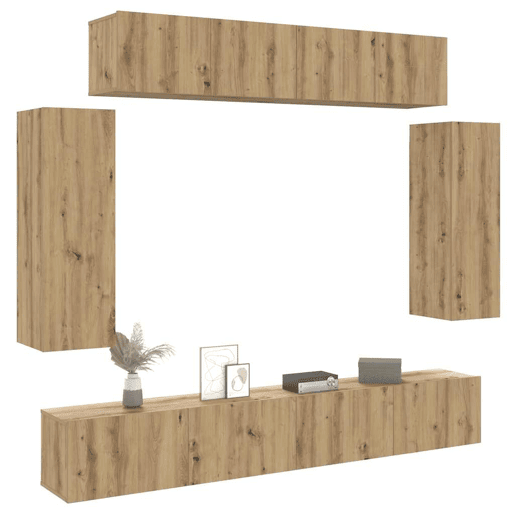 Conjunto de Armário TV - Móvel de TV parede 6 pcs madeira carvalho artisiano