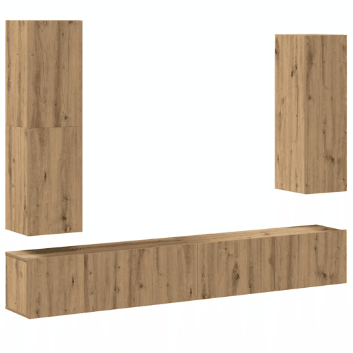 Conjunto de Armário TV - Móvel de TV parede 4 pcs madeira carvalho artisiano
