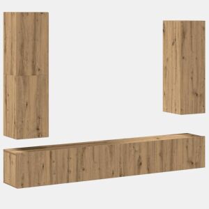 Conjunto de Armário TV - Móvel de TV parede 4 pcs madeira carvalho artisiano