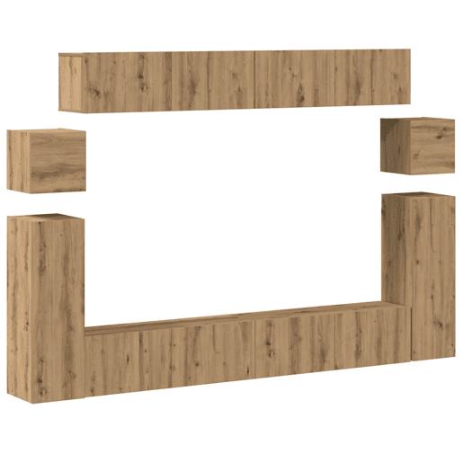 Conjunto de Armário TV - Móvel de TV parede 8 pcs madeira carvalho artisiano