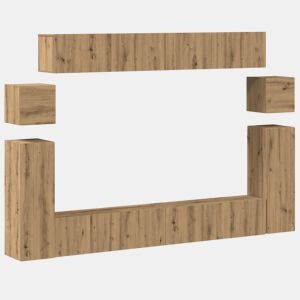 Conjunto de Armário TV - Móvel de TV parede 8 pcs madeira carvalho artisiano