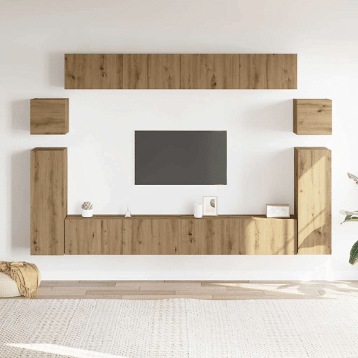 Conjunto de Armário TV - Móvel de TV parede 8 pcs madeira carvalho artisiano