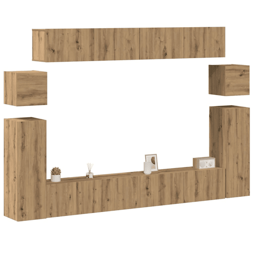 Conjunto de Armário TV - Móvel de TV parede 8 pcs madeira carvalho artisiano