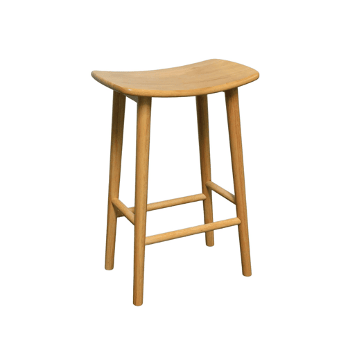 Banqueta de bar vintage em madeira de seringueira, set de 2, Louna, Natural, 46.5x31x66 cm
