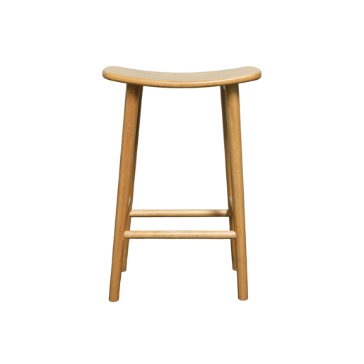 Banqueta de bar vintage em madeira de seringueira, set de 2, Louna, Natural, 46.5x31x66 cm