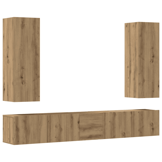 Conjunto de Armário TV - Móvel de TV parede 5 pcs madeira carvalho artisiano