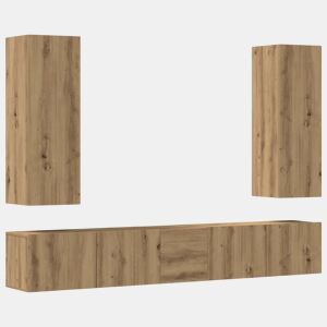 Conjunto de Armário TV - Móvel de TV parede 5 pcs madeira carvalho artisiano