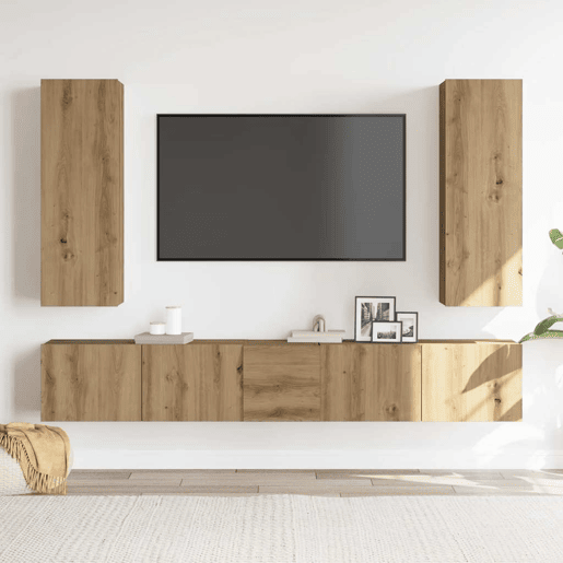 Conjunto de Armário TV - Móvel de TV parede 5 pcs madeira carvalho artisiano