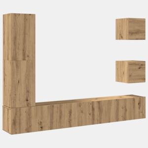 Conjunto de Armário TV - Móvel de TV parede 5 pcs madeira carvalho artisiano