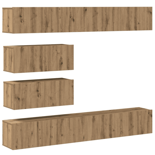 Conjunto de Armário TV - Móvel de TV parede 6 pcs madeira carvalho artisiano