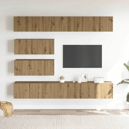 Conjunto de Armário TV - Móvel de TV parede 6 pcs madeira carvalho artisiano
