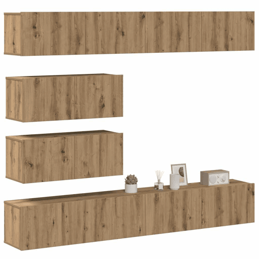 Conjunto de Armário TV - Móvel de TV parede 6 pcs madeira carvalho artisiano