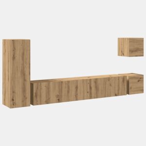 Conjunto de Armário TV - Móvel de TV parede 5 pcs madeira carvalho artisiano