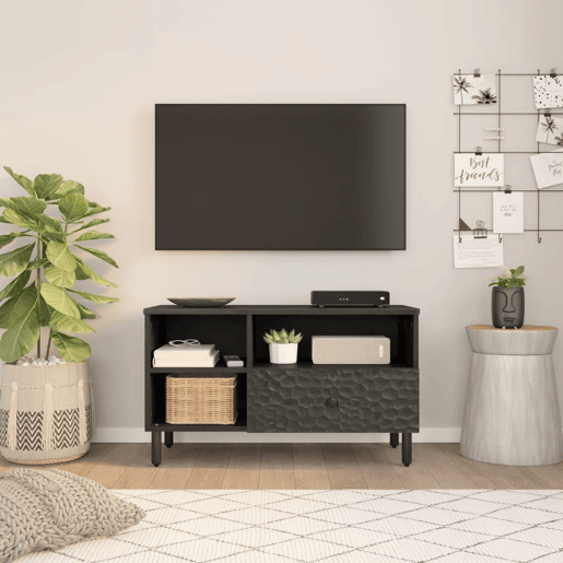 Móvel de TV - Modulo de TV - Armário de TV 80x33x46 cm madeira de mangueira maciça preto