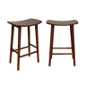 Banqueta de bar vintage em madeira de seringueira, set de 2, Louna, Madeira de nogueira, 46.5x31x66 cm