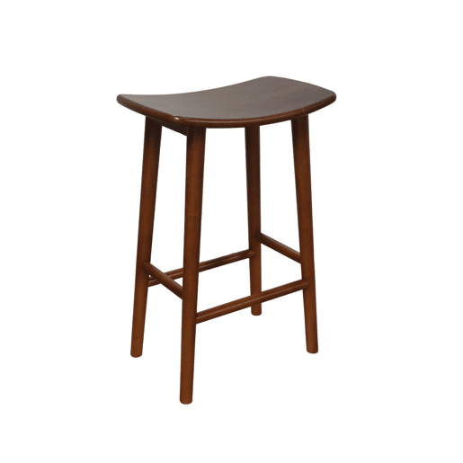 Banqueta de bar vintage em madeira de seringueira, set de 2, Louna, Madeira de nogueira, 46.5x31x66 cm