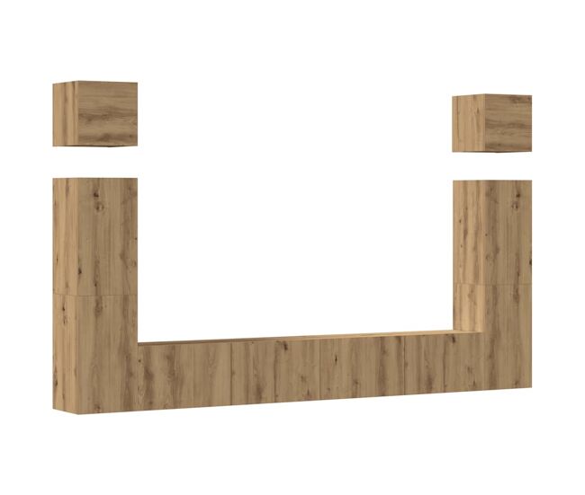 Mueble tv - mesa de tv de pared madera contrachapada artesanal 6 piezas