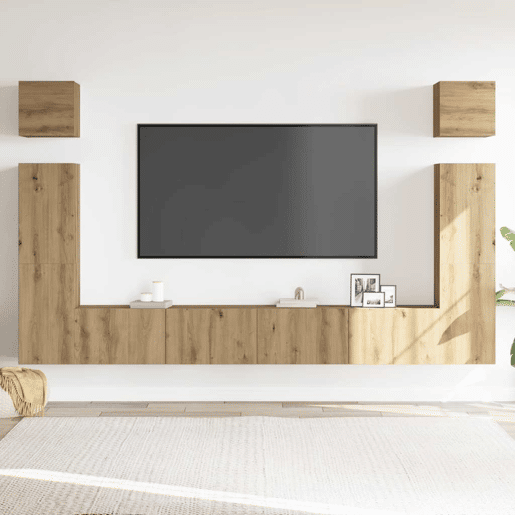 Conjunto de Armário TV - Móvel de TV parede 6 pcs madeira carvalho artisiano