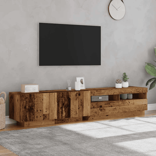 Móvel de TV - Modulo de TV - Armário de TV com luzes LED derivados de madeira madeira velha