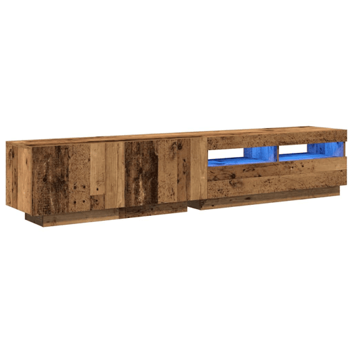 Móvel de TV - Modulo de TV - Armário de TV com luzes LED derivados de madeira madeira velha