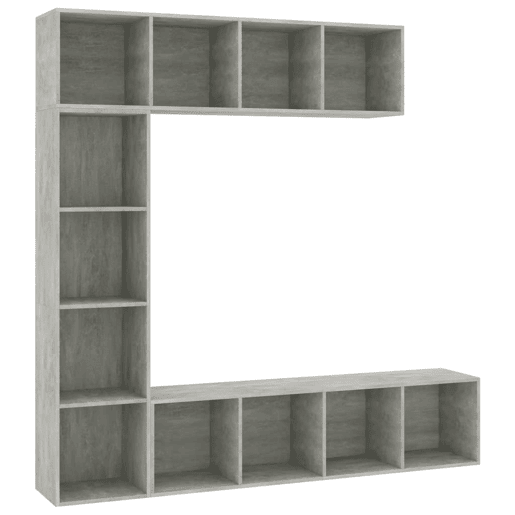 3 pcs conjunto Armário TV - Móvel de TVestante 180x30x180cm cinzento cimento