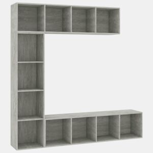 3 pcs conjunto Armário TV - Móvel de TVestante 180x30x180cm cinzento cimento
