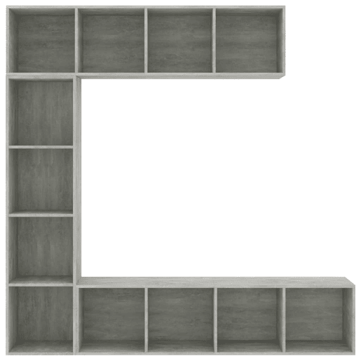 3 pcs conjunto Armário TV - Móvel de TVestante 180x30x180cm cinzento cimento