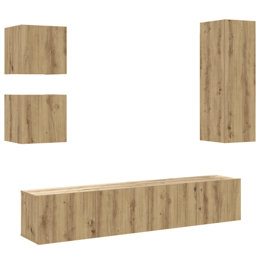 Conjunto de Armário TV - Móvel de TV parede 5 pcs madeira carvalho artisiano