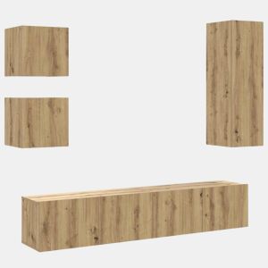 Conjunto de Armário TV - Móvel de TV parede 5 pcs madeira carvalho artisiano